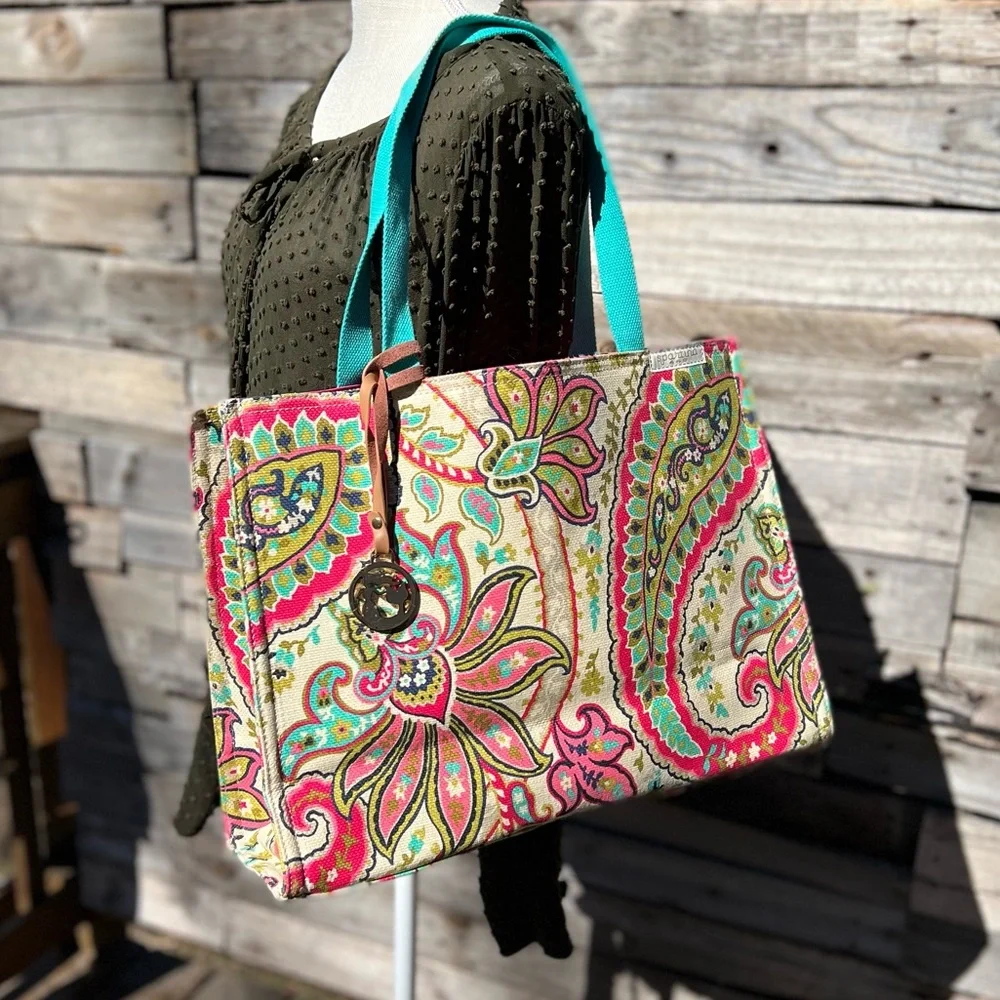 🌻SPARTINA 449 Colorful Paisley Large Market Tote Bag